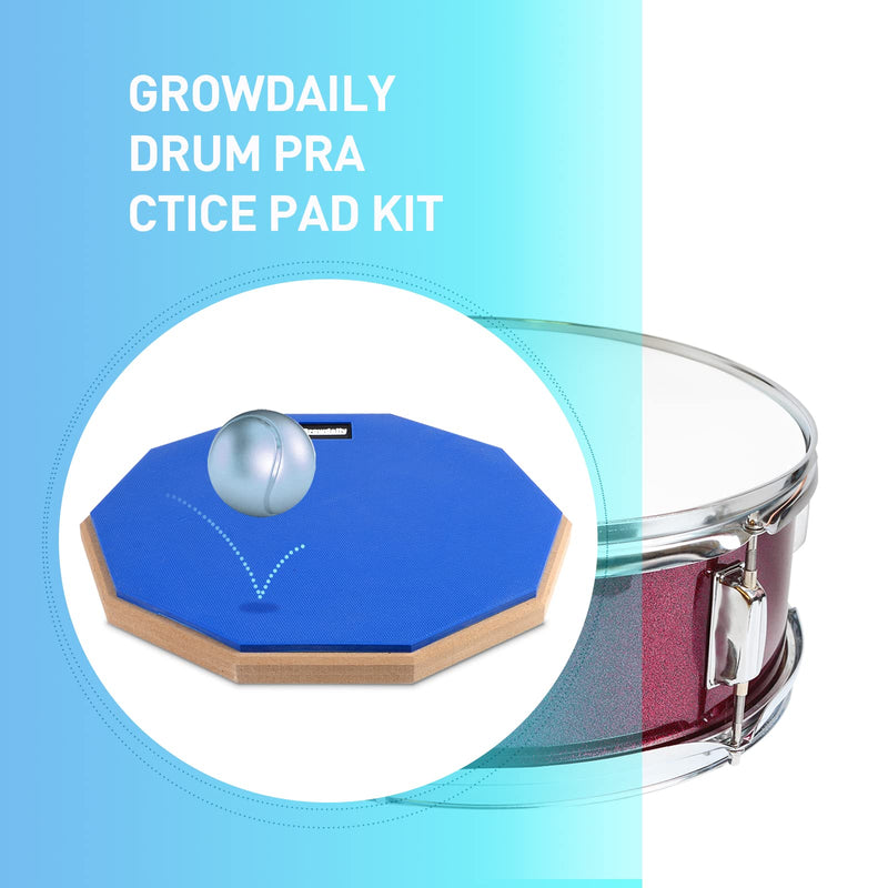 Drum Practice Pad for drumming drum pad and sticks 12 In,Sided With 2 Pairs/4 Maple 5A Drum Sticks & Storage Bag (Blue) Blue