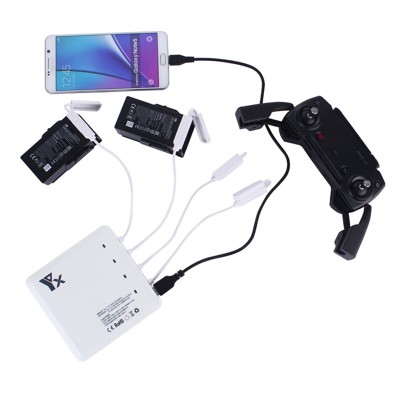 6 in 1 Intelligent Battery Charging Hub,Charge 4 Batteries +1 Remote Controller + 1 Smart Phone Battery Charger for DJI Mavic Air Drone Accessories