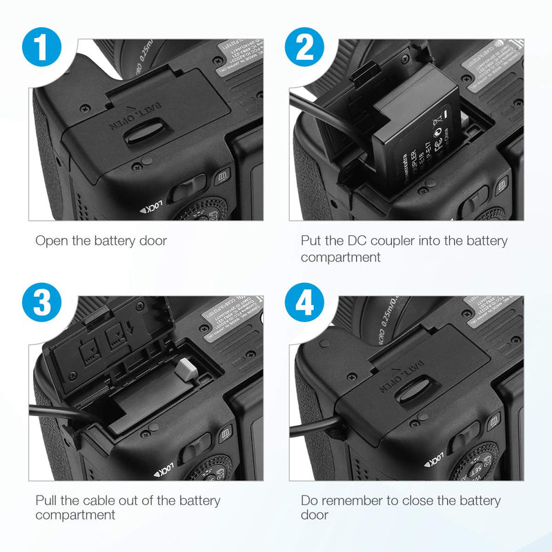 Powerextra ACK-E18 DR-E18 AC Power Supply Adapter and DC Coupler Charger Replace LP-E17 Battery for Canon EOS Rebel T6i T6s T7i T8i SL2 SL3 77D D200 D250 750D 760D 800D D850 RP Kiss X8i X9i X10i 8000D