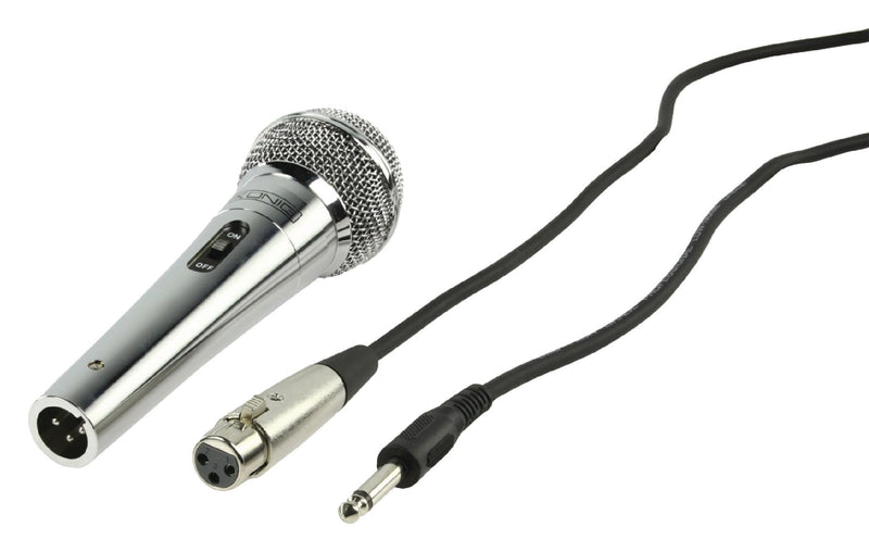 Invero® Unidirectional Pro-Sound Dynamic Wired Full Metal Body -72 dB Microphone with 5 Meter 6.35mm Jack Mono to XLR Lead - Silver Pro-Sound Microphone Silver