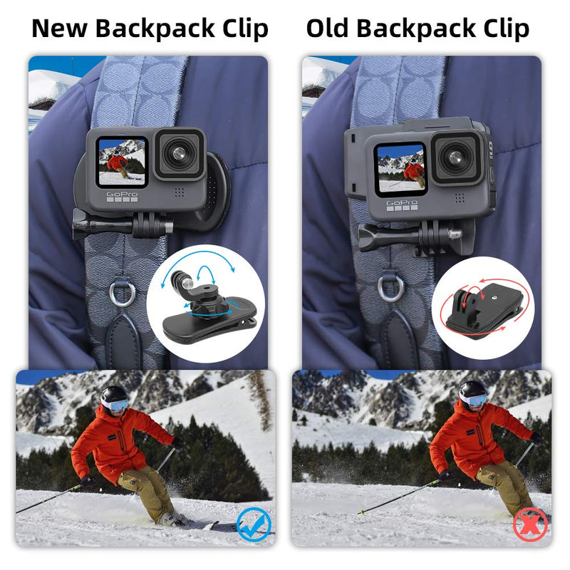 SUREWO 360° Rotation Backpack Strap Mount Quick Clip Mount Compatible with GoPro Hero 10,9,8,7, Hero(2018),6,5,4,Fusion,DJI Osmo Action 2,AKASO,Campark,Crosstour Action Cameras Newest Backpack Clip Mount for GoPro