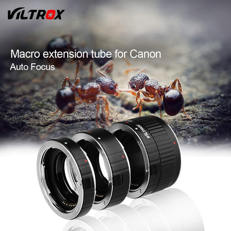 Viltrox Metal Mount Auto Focus AF Macro Extension Tube Ring Set 12mm 20mm 36mm for Canon EF EF-S Lens DSLR Camera 760D 700D 80D 70D 5DII 5DIII 1300D