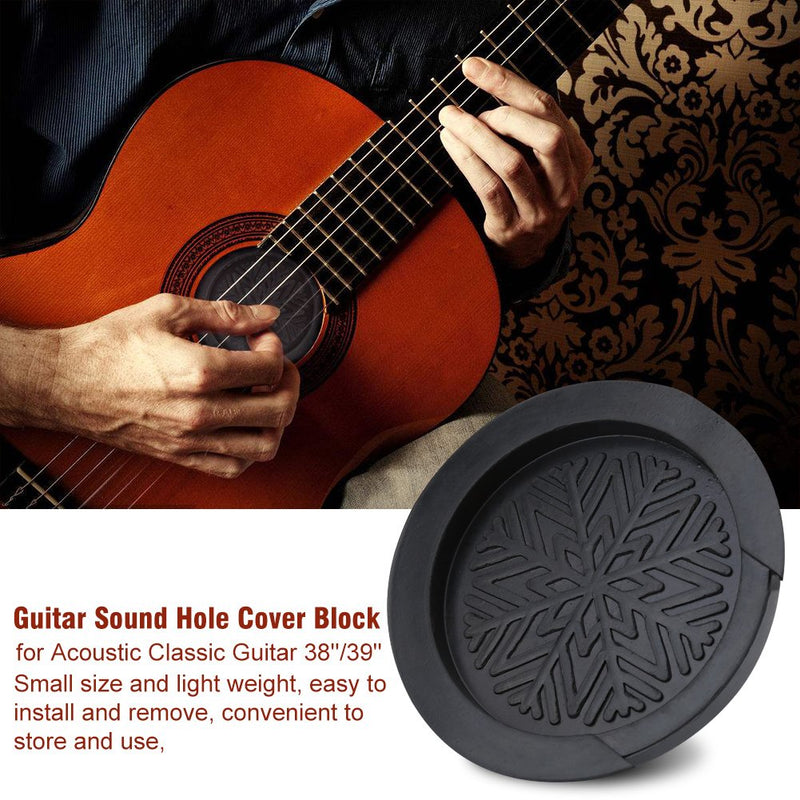 Guitar Sound Hole Cover, Black Rubber Block for Acoustic Classic Guitar 38''/39''