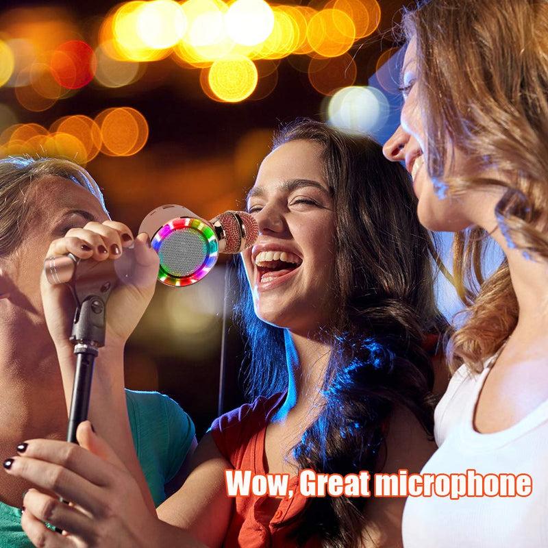[AUSTRALIA] - Wireless Bluetooth Karaoke Microphone for Kids, All-in-One Portable Handheld Karaoke Mic Speaker Machine with Light for Kids Adults Girls Boys Home Birthday Outdoor Family Friends Party Singing 