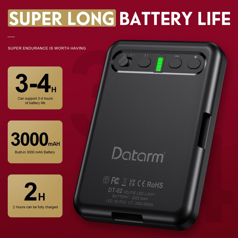Rechargeable Soft Selfie Light for Phone, Camera, Laptop, 3000mAh Portable LED Light for Pictures, Phone Light Clip for Selfie, Vlog, TikTok, Makeup, Video Conference Black