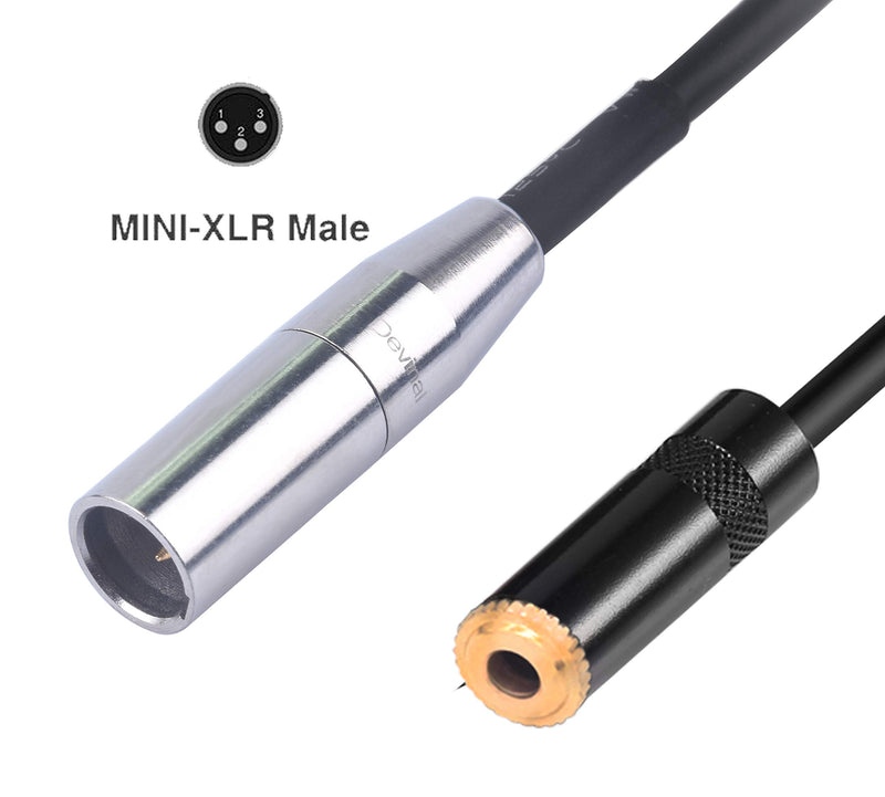 [AUSTRALIA] - Devinal 3.5mm Female to Mini XLR calbe, 1/8 inch Female Stereo to 3 Pin Mini XLR Male Cord Adapter Connector, Balanced Male Mini-XLR to Mini Jack(3.5mm) Socket TRS for Pro Lapel Mic 12 inch 