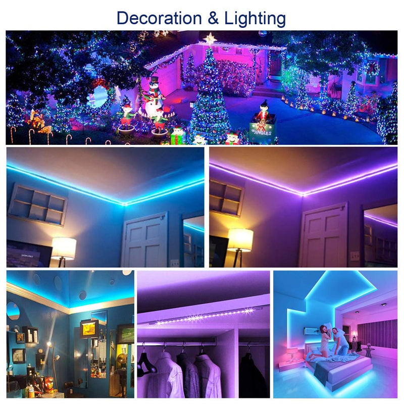 [AUSTRALIA] - LED Strip Lights 32.8ft, RGB Colored Rope Light Strip, Flexible LED Tape Light for Bedroom Home and Holiday Decoration，Strong 3M Adhesive Cutting Design Multicolor 