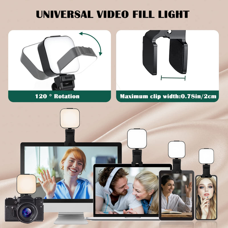 Selfie Light,High Power 64 LED Rechargeable,Video Conference Lighting Kit,5 Light Modes, Portable Clip on Light for Phone/Tablet/Laptop/Camera ，Zoom Call TikTok Video Fill Light Square