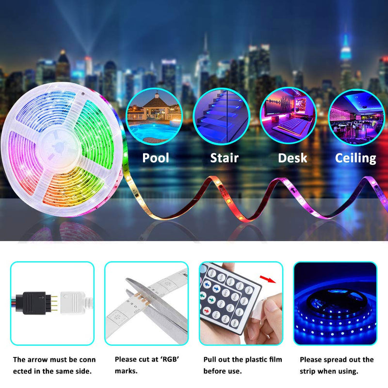 [AUSTRALIA] - Harmonic LED Strip Lights, 16.4ft RGB LED Light Strip Color Changing Rope Lights Light Strips with Remote and 12V Power Supply Waterproof Tape Lights for Bedroom Kitchen Party Christmas Decoration 