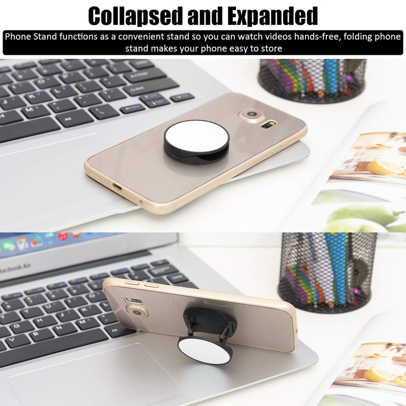 12 Pieces Sublimation Phone Holders Collapsible Phone Grip Holders Adhesive Finger Holders Phone Stand Brackets with Double-Sided Tape for Smartphones and Tablets (Black and White) Black and White