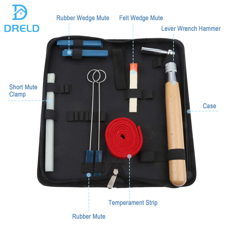 Piano Tuning Kit, 11Pcs Piano Tuning Tools Including Piano Tuning Hammer Wrench, Mute tools, Felt Temperament Strip and Case for Piano Tuner Repair Tools