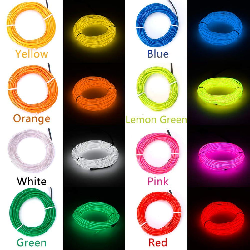 [AUSTRALIA] - ZITRADES EL Wire Neon Lights 15ft (15ft, Pack of 8, Red/Green/Blue/White/Pink/Lemon Green/Yellow/Orange) 