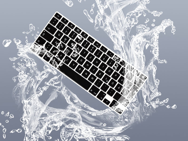 HRH German QWERTZ Silicone Keyboard Cover Skin for MacBook Air 13,for MacBook Pro 13/15/17(with or w/Out Retina Display,2015 or Older Version)&for iMac Older EU Layout Keyboard Protector-Black Black