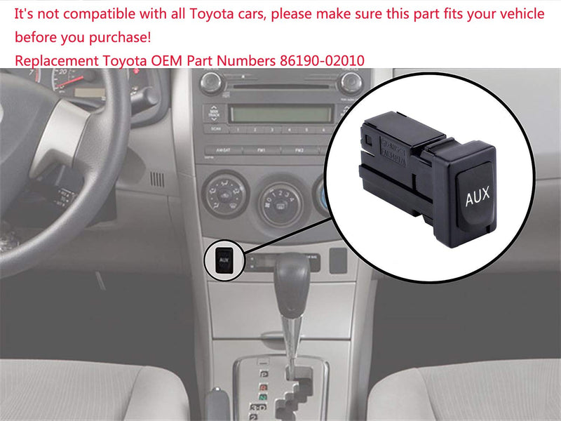 Auxiliary Input Jack Adapter Assembly Replacement 86190-02010 Compatible with Corolla Tacoma Sienna Highlander RAV4 Sequoia Avalon Tundra Audio Radio Stereo Aux Port Socket 8619002010