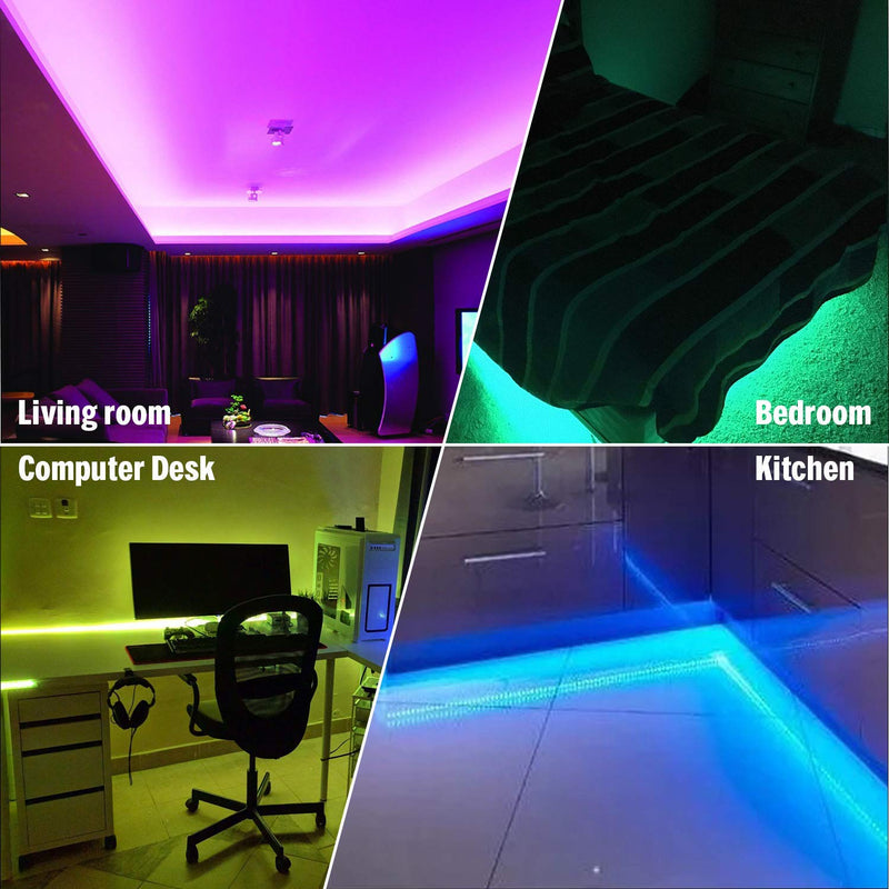 [AUSTRALIA] - PANGTON VILLA Led Strip Lights 16.4 ft RGB 5050 Color Kit with 24 Key Remote Control and Power Supply Mood Lamp for Room Bedroom Home Kitchen Indoor Decorations 