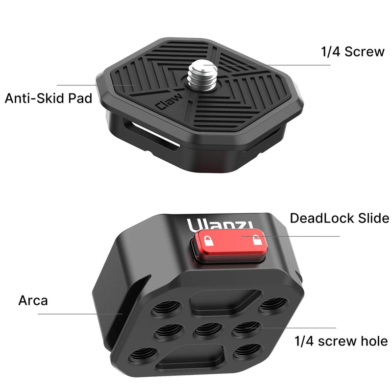 [AUSTRALIA] - Upgrade Claw Quick Release Plate Camera Mount w Arca Swiss Slot, DSLR Stabilizer Adapter Compatible with Sony/Nikon/Canon Cameras Zhiyun/DJI/Moza Gimbal/Slider/Tripod Plate 1/4" Screw Video Shooting 