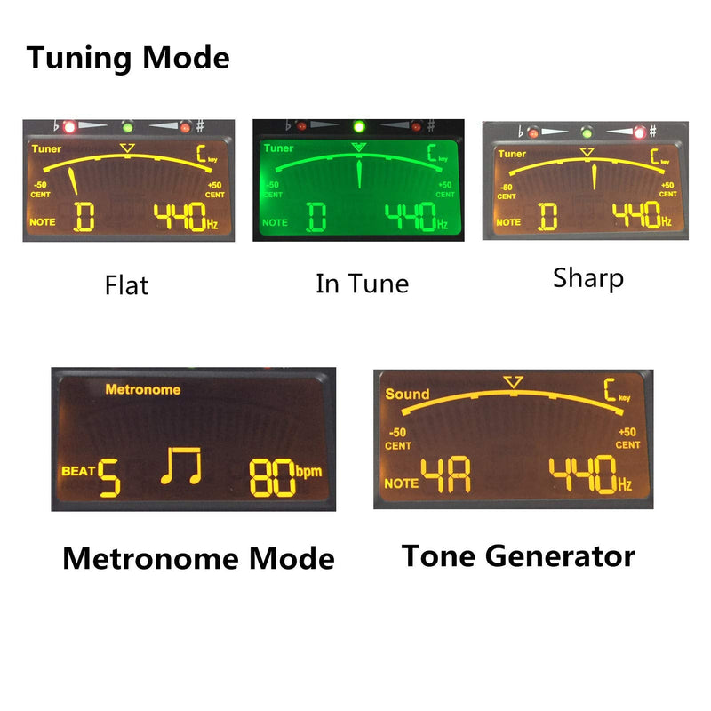 Musedo MT-40W 3-in-1 Digital Wind Instrument Tuner Metronome Tone Generator for Chromatic, Sax, Flute, Clarinet, Windwood. Battery Included (Black) Black