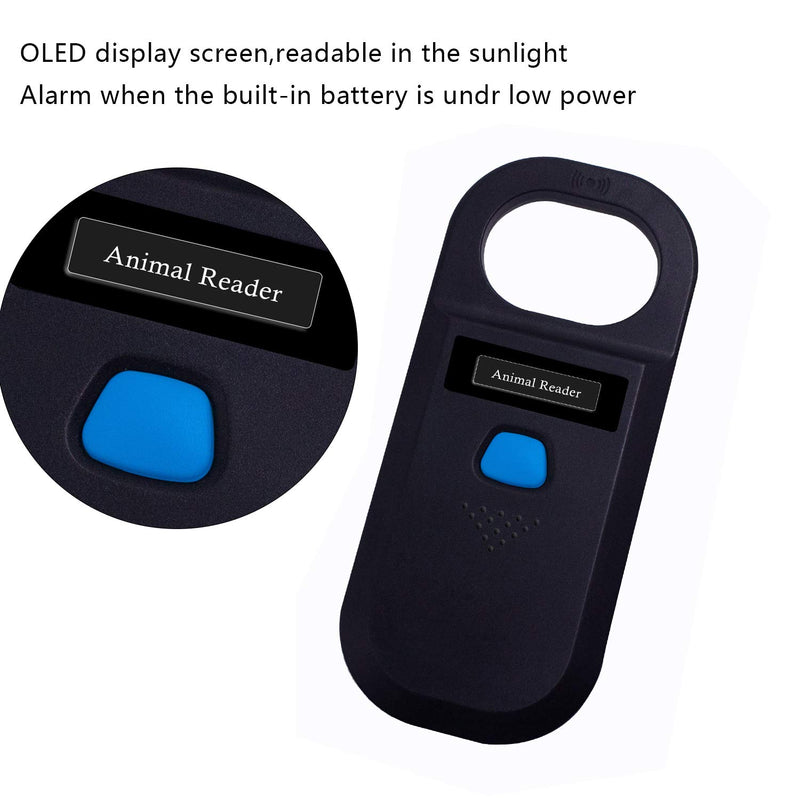 Animal（Pet） Microchip Reader Scanner, Handheld Animal Chip Reader Portable LED RFID Reader Support FDX-B (ISO11784 / 11785)