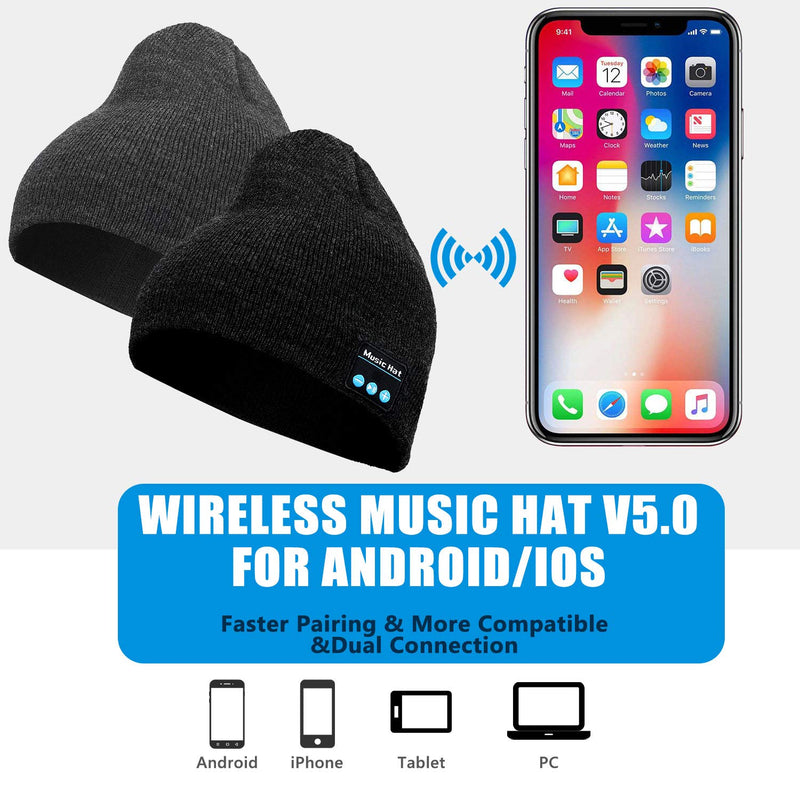 Wireless Beanie Hat Music Hat with Gloves for Men Women Gift