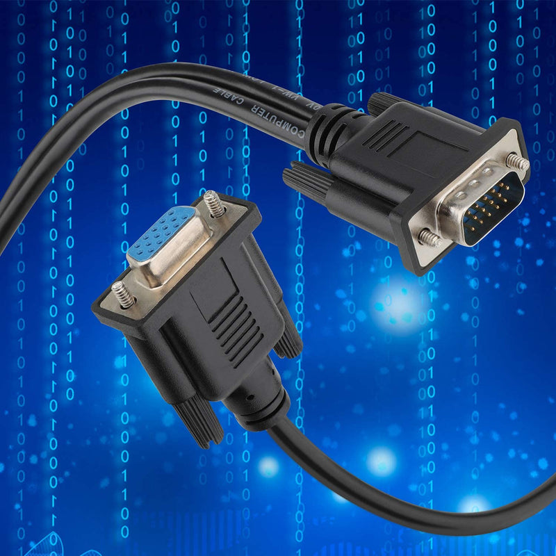 SAISN VGA Y Splitter Cable, VGA 1 Male to VGA 2 Female Adapter Cable Dual VGA Monitor Y Cable for Screen Duplication - 1 Feet, Black (No Screen Extension)