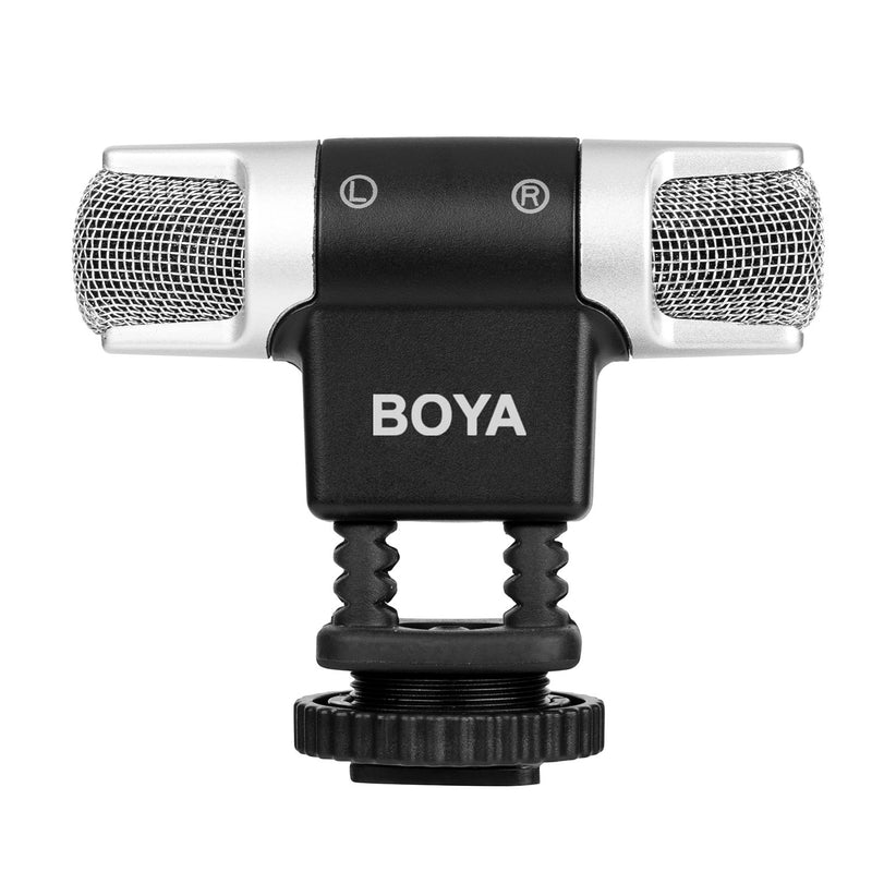 BOYA MM3 Compact Condenser Stereo Video Microphone Including Shock Mount, Foam & Deadcat Windscreens, Case Compatible with iPhone/Andoid Smartphones, Canon Nikon DSLR Cameras and Camcorders