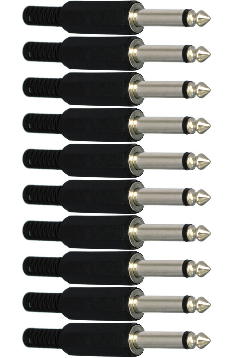 [AUSTRALIA] - CESS 1/4 Inch TS audio phono tone male plug cable connector - 1/4" 6.35mm TS guitar cable plug (10 PACK) 