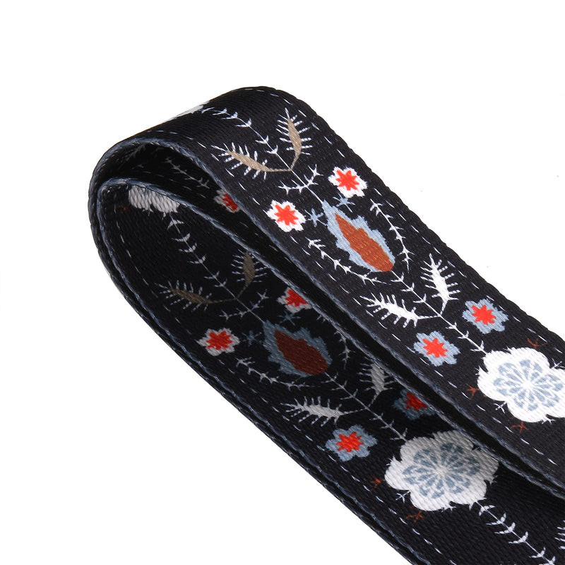 SHEING Crossbody Strap Replacement Adjustable Guitar Style Multicolor Handbag Shoulder Bag Straps 03-flower in Black