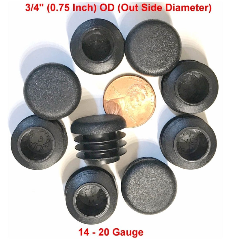 (Pack of 25) 3/4" OD Round End Caps (14-20 Ga - Hole Size 0.59" - 0.69" (ID) || 0.75 Inch Sliding Inserts | Furniture Chair / Table Leg Caps | Fitness Eqpt End Caps | by SBD