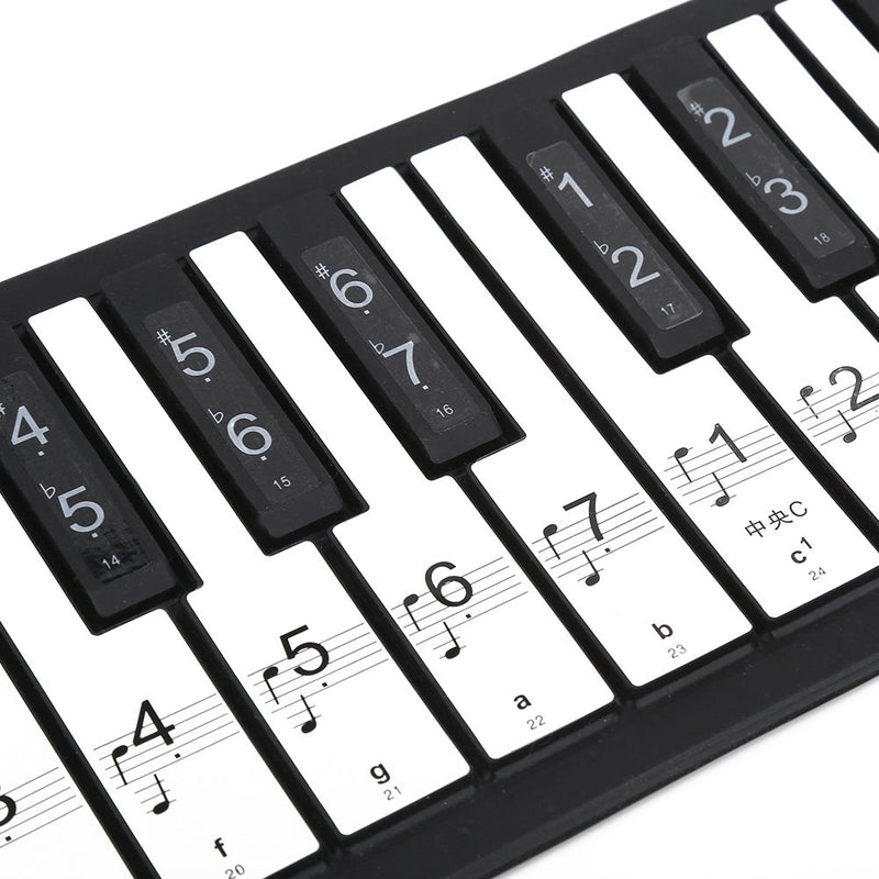 Alomejor Piano Stickers Piano Keyboard Music Note 88 Keys Removable Piano Key Tabs Stickers for White and Black Keys Transparent