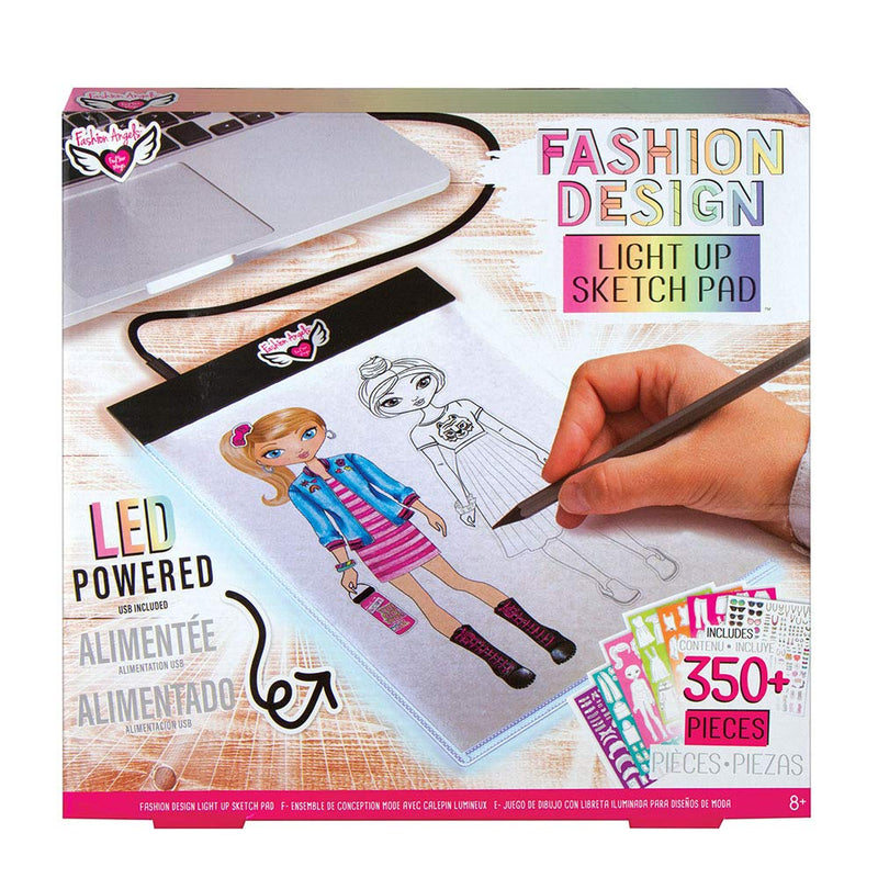 Fashion Angels Fashion Design Light Pad Sketch Set 12521 Light Up Tracing Pad, Includes USB, Ultra Thin Tablet,multi