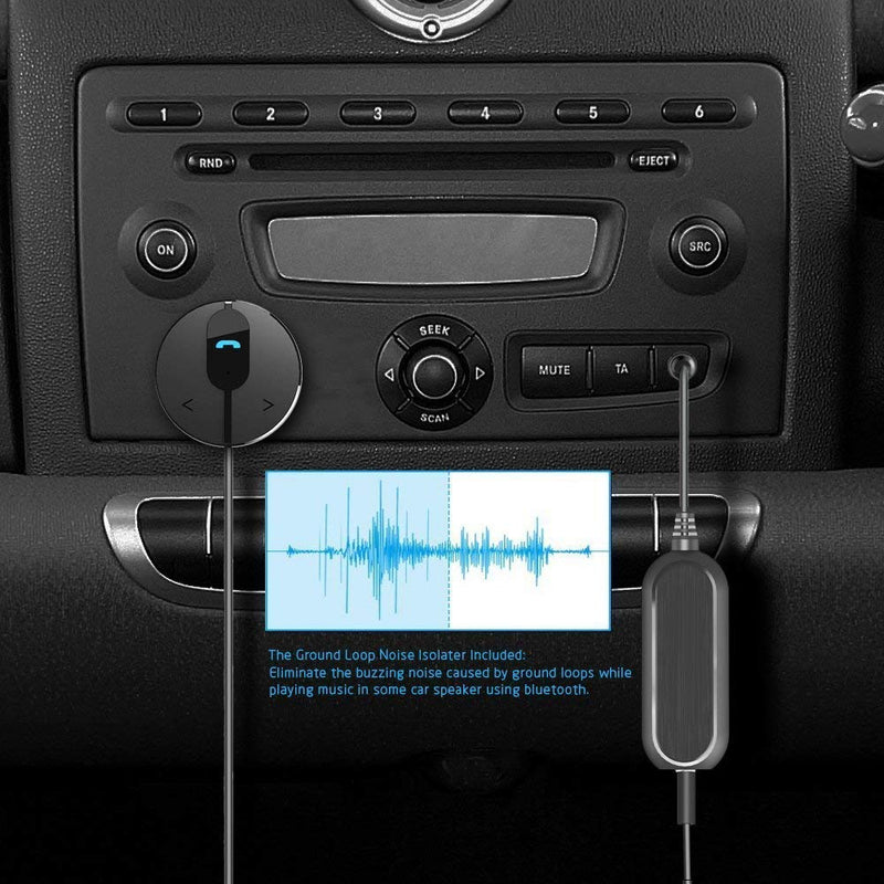 BESIGN BK01 Bluetooth Car Kit, Wireless Receiver for Handsfree Talking and Music Streaming with Ground Loop Noise Isolator for Car with 3.5mm Aux Port