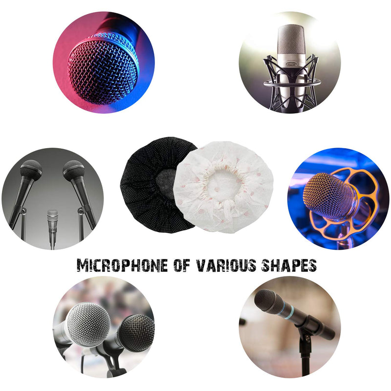[AUSTRALIA] - EBaokuup 240Pcs Disposable Microphone Cover - Disposable Non Woven Fabric Handheld Microphone Sanitary Windscreen Protective Cap Cover for Recording Room,KTV, Stage Performance (White+Black) White+Black 