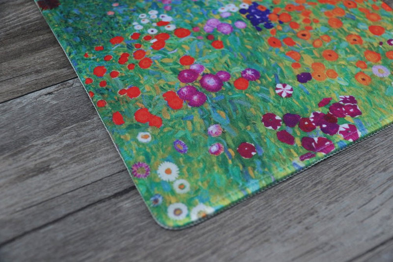dealzEpic - Art Mouse Pad - Natural Rubber Mousepad with Famous Fine Art Painting of Cottage Garden (Bauerngarten) by Gustav Klimt - Stitched Edges - 9.5x7.9 inches