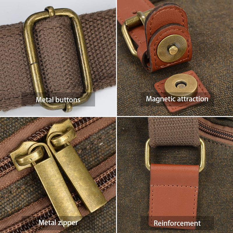 CADeN Compact Camera Bag Case Canvas Leather Trim Compatible for Nikon, Canon, Sony Mirrorless Camera and Lenses Waterproof, Camera Shoulder Messenger Bag Brown Small