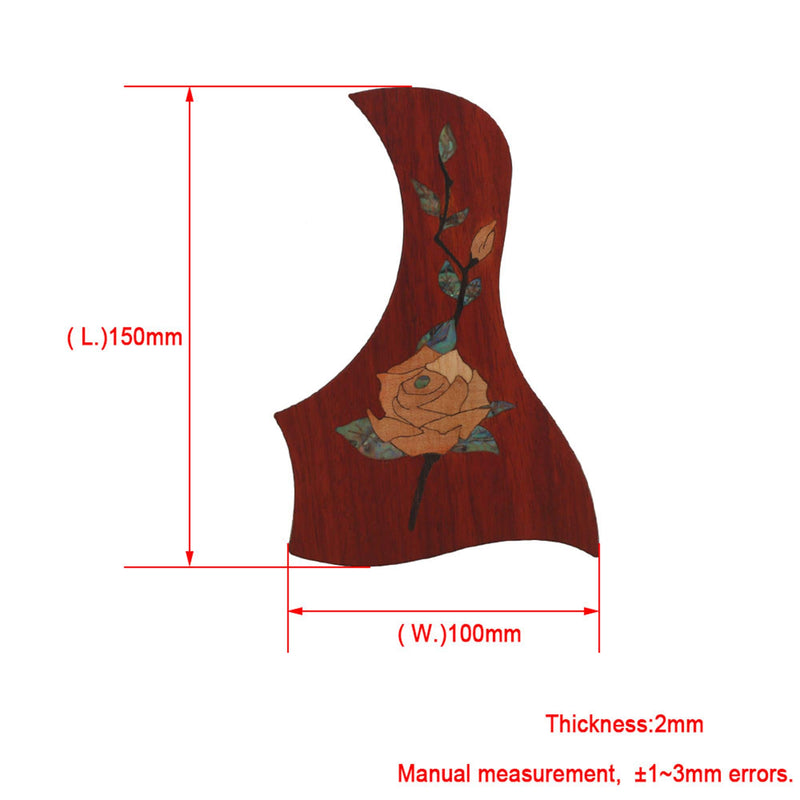 Yibuy Decals Peony Pattern Red Pickguard Scratchplate with Double-Sided Adhesive for 40-41Inch Wood Guitar