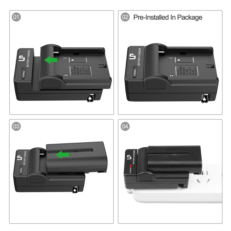 NP-F550 Battery Charger, LP Charger Compatible with Sony NP F970, F960, F770, F750, F570, F530, F330, CCD-SC55,TR516,TR716, TR818, TR910, TR917, CN160, CN-216 LED Light, Feelworld Field Monitor & More