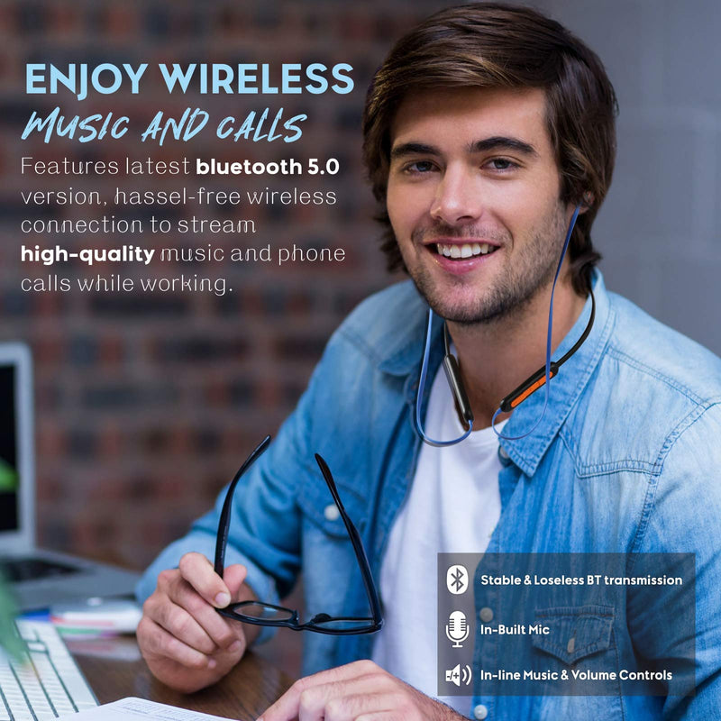 [AUSTRALIA] - Bluetooth noise reduction headphones, Mipeace magnetic custom-fit safety wireless neckband headphones-29db noise isolating work earbuds earphones with mic and control, IPX4 sweatproof 13+Hour Playtime 