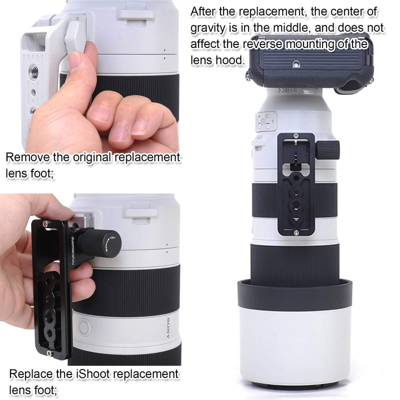 iShoot Replacement Lens Foot IS-THS260 for Sony FE 200-600mm f/5.6-6.3 G OSS Super Telephoto Zoom E-Mount Lens SEL200600G - Arca-Swiss Style - Built-in 105mm Length Quick Release Plate