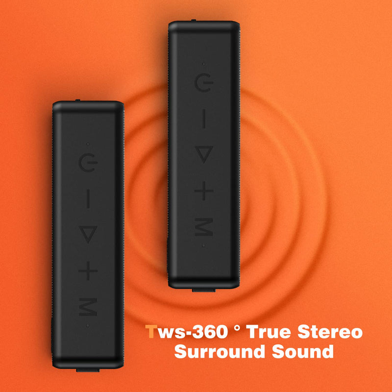[AUSTRALIA] - Raymate Bluetooth Speakers, 20W IPX7 Waterproof Speaker Wireless Bluetooth-V5.0, HiFi Stereo Sound, 1000mins Playtime, Portable Speaker for Home, Outdoor, Party 1PCS-Black 