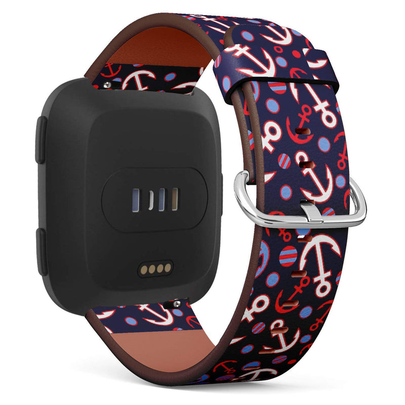Compatible with Fitbit Versa, Versa 2, Versa Lite, Leather Replacement Bracelet Strap Wristband with Quick Release Pins // Anchors