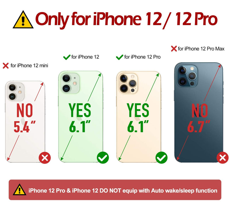 [AUSTRALIA] - TUCCH Wallet Case for iPhone 12 Pro/iPhone 12 5G, RFID Blocking Card Slot Stand [Shockproof TPU Interior Case] PU Leather Magnetic Protect Flip Cover Compatible with iPhone 12/12 Pro 6.1-inch, Black 