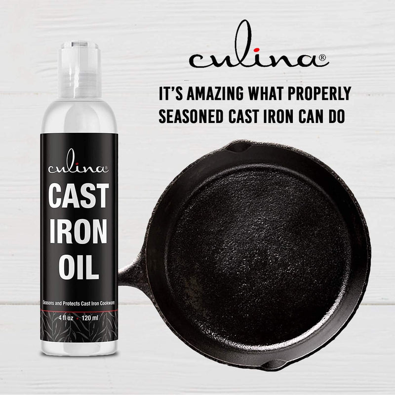 Culina Cast Iron 100% Natural Oil OU Kosher - Clean, Condition, Protect and Care for All Iron Pans, Skillets, Griddles, Dutch Ovens, Woks.