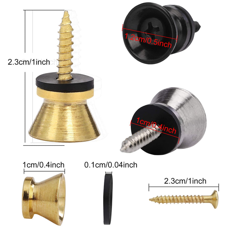 Guitar Strap Buttons End Pins Metal Guitar Strap Locks Pin with Mounting Screws and Rubber Cushions for Acoustic Classical Electric Guitar Bass Ukulele 9 Pack (Gold, Silver, Black)