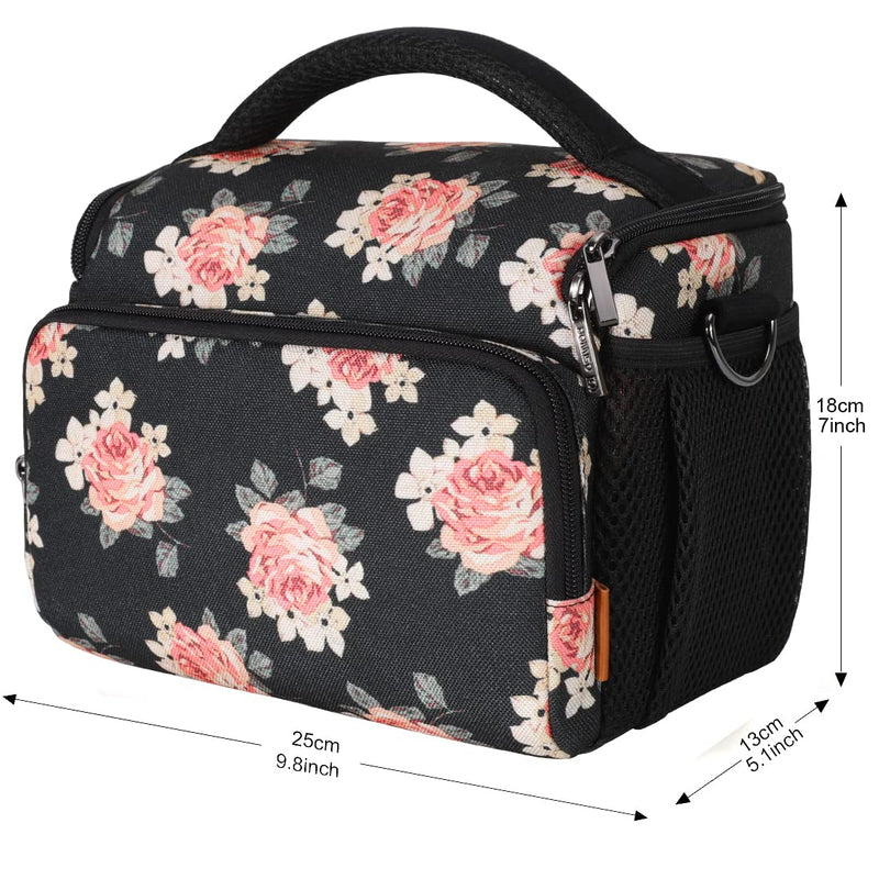 DOMISO Camera Bag Case Waterproof Anti-Shock Shoulder Bag, Flower