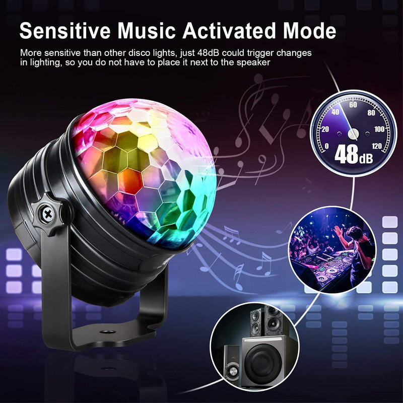 Disco Lights, Newest 7 Color Changing DJ Lights RGB+Pink Yellow White Remote Control Sound Activated USB Stage Strobe Magic Disco Ball for Cars Xmas Party Pub Wedding