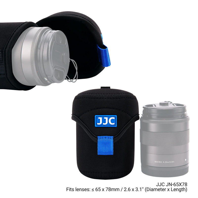 JJC Water Resistant Neoprene Camera Lens Pouch Case, Fold-Over Lens Bag for Mirrorless Lenses Up to 2.6 x 3.1(D X H) for Canon RF 50mm f/1.8, Sony FE 55mm f/1.8, Sigma 56mm f/1.4 etc. 2.6 x 3.1"
