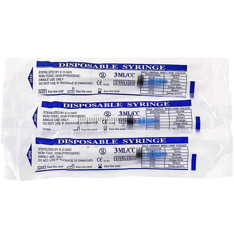 100Pack 3ml/cc with 23Ga 1” Safety Individually Wrapped