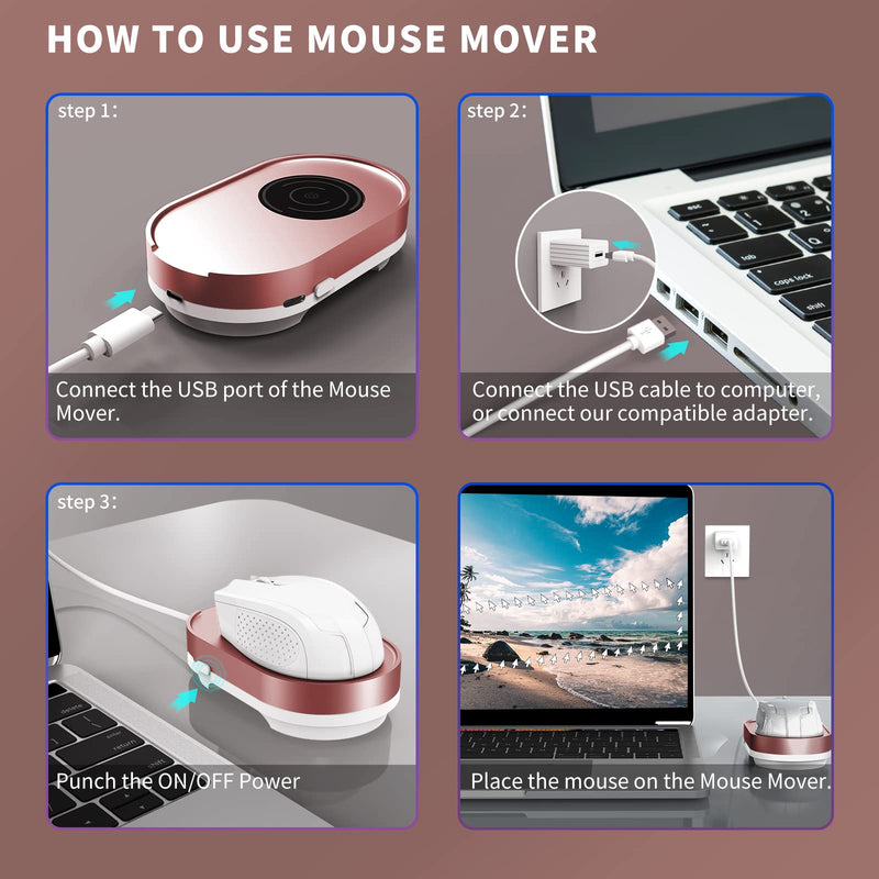 [AUSTRALIA] - Ergopollo Mouse Jiggler, Undetectable Mouse Mover Device Wiggler Shaker with Drive Free USB Cable and 5V1A Adapter, Moves Mouse Automatically, Keep PC Screen Active, Pink 