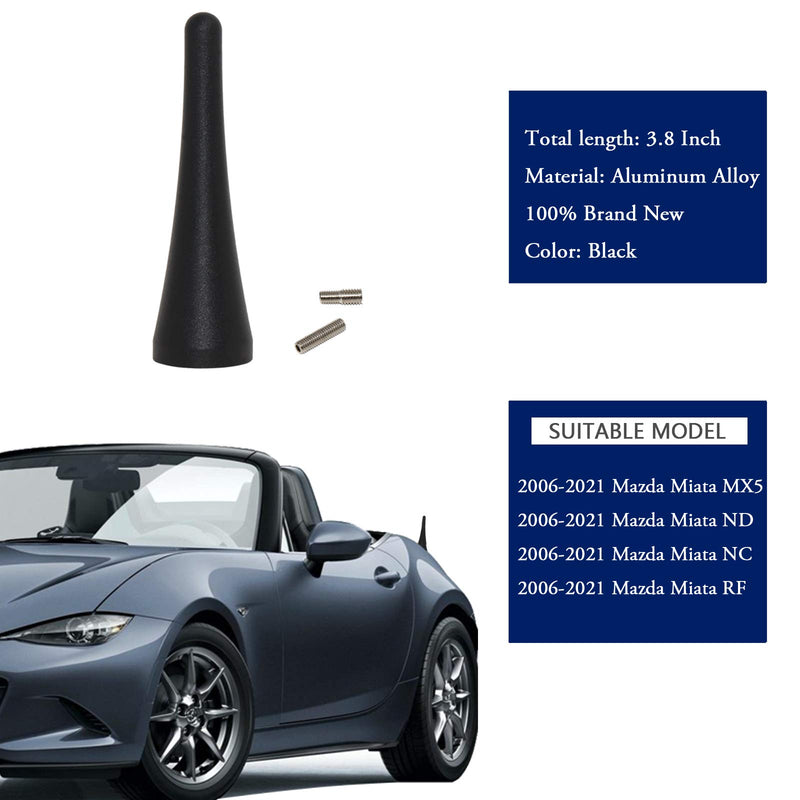 Anina 3.8 inch Antenna Mast for Mazda Miata 2006-2021 MX5-ND-NC-RF Aluminum Alloy Aftermarket Stubby Antenna for AM/FM Radio Wash Proof Car Antenna