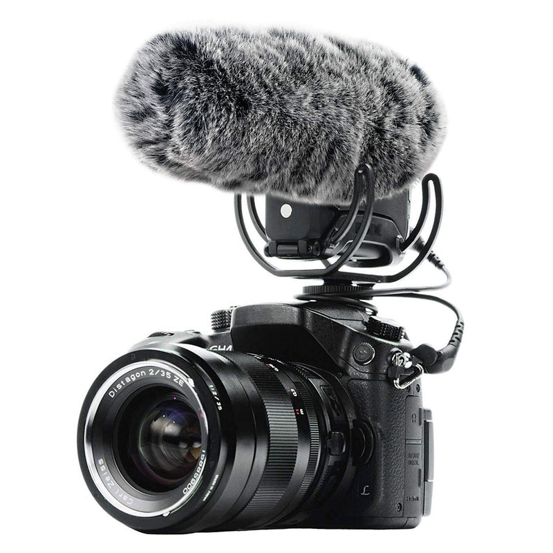 YOUSHARES Microphone Furry Windscreen - Outdoor Wind Cover Muff Mic Wind Shield Fur Pop Filter as Foam Cover Compatible with Rode VideoMic Pro+ Microphone Fur Windscreen